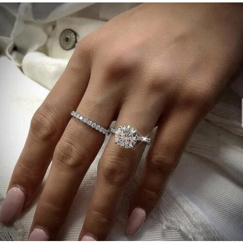 Simple Sets Rings For Women S925 Silver Couple Cubic Zirconia Set Ring Bridal Wedding Engagement Fine Jewelry Drop Shipping