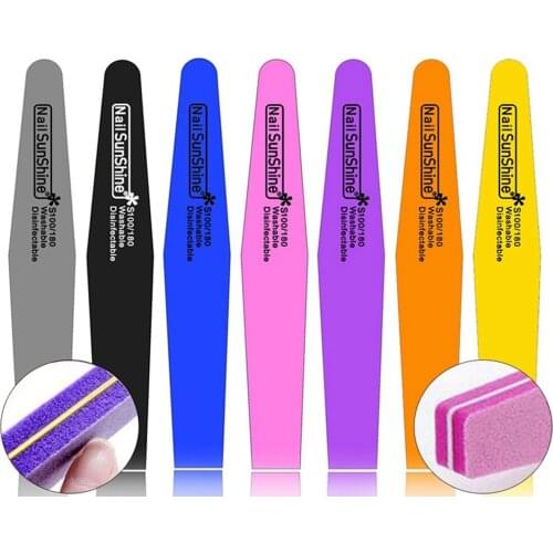 1 PCS Washable Double Side Nail files buffer 100/180 Trimmer Buffer lime a ongle Nail Art Tools Buffing Sanding File Sponge
