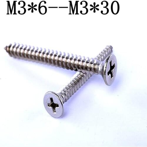 10pcs Stainless steel cross countersunk head tapping screw M3 screw M3*6--M3*30