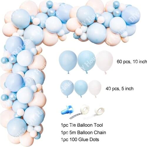 100pcs Macaron Blue Pastel Color Balloon Garland Arch Kit DIY Birthday Wedding Baby Shower New Year Party Decoration Balloon