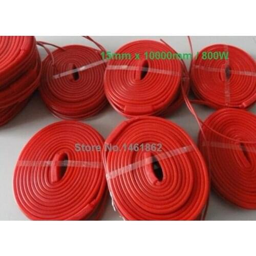 15x10000mm 800W 220V High quality flexible Silicone Heating belt heat tracing belt Silicone Rubber Pipe Heater waterproof
