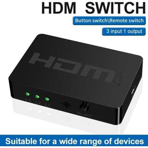 3 In 1 Out 1080P HDMI-compatible Switcher with Remote Control 1080p 4K Video HDMI-compatible Splitter for HDTV,PC,PS3,PS4,XBOX