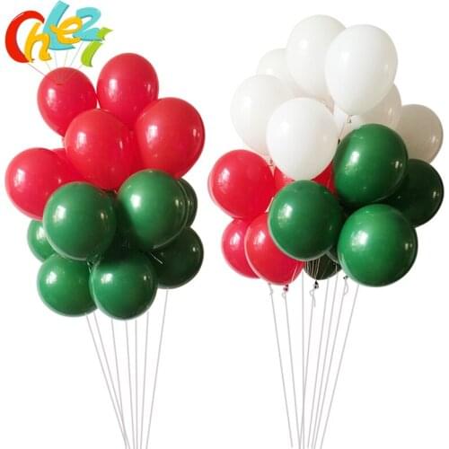 30 pcs 10 inch Christmas Green Red Latex Helium balloon Party Wedding Birthday Baby Shower New Year decoration Balloons