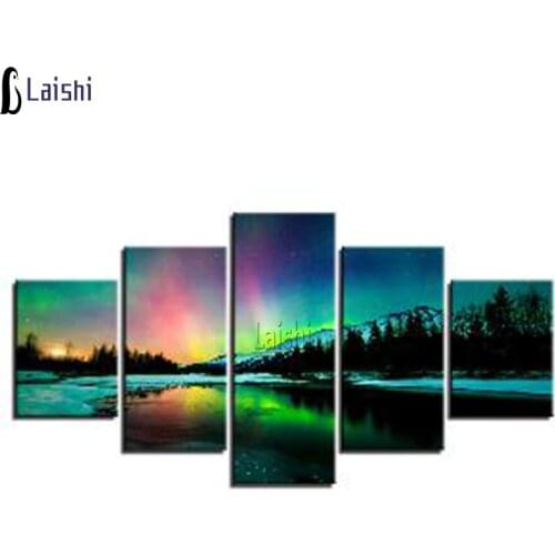 5pcs square round stones Aurora night view full diamond embroidery crystal diamond painting mosaic diy pattern hobby needlework
