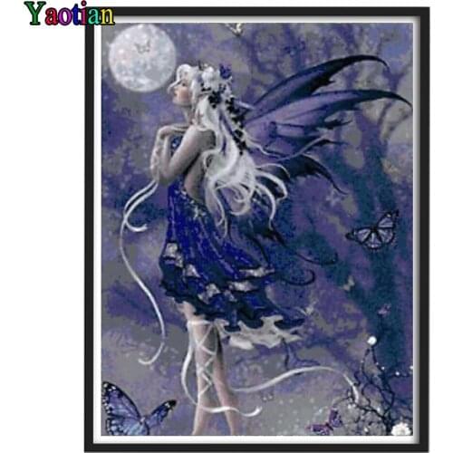 5D Diy Diamond Painting Blue Butterfly Elf Full Square Round Drill Diamond Embroidery Rhinestone Pictures Mosaic Sale Home Decor
