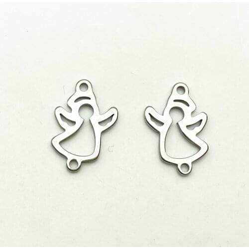 6Pcs 13*19mm Snowman Angel Shape Charm Connectors Stainless Steel Handmade Diy Jewelry Making Drop Selling