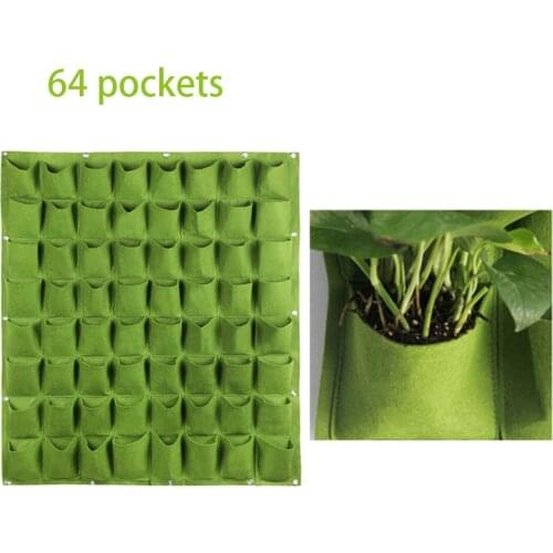 64 Pockets Wall Hanging Planting Bags Vertical Wall-mounted Grow Bags Flower Plant Nursery Bags Garden Supplies Jardinage Yard