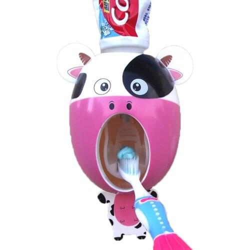 New Creative Cute Cartoon Automatic Toothpaste Dispenser Wall Mount Stand Bathroom Sets for Kids Children Tooth Brush