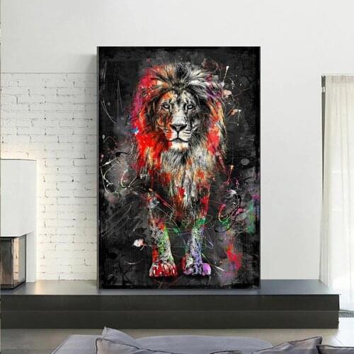 Big Size Graffiti Colorful Lion Canvas Painting Animal Wall Art Posters And Prints Cuadros Decorative Pictures For Room Decor