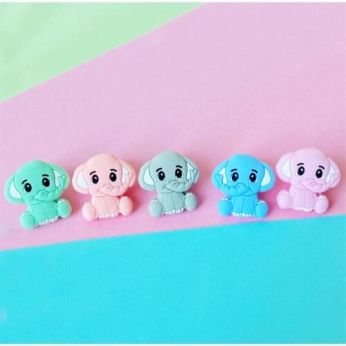 50pc Silicone Elephant Teether Beads Baby Silicone Chew Charms Baby Teething Gift Toddler Toys