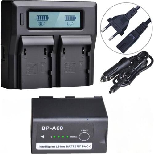 Rapid Dual Charger with BP-A60 BP A60 Battery for Canon EOS C200B, C220B, C200, C200 PL, C300 Mark II, XF705 CA-CP200L