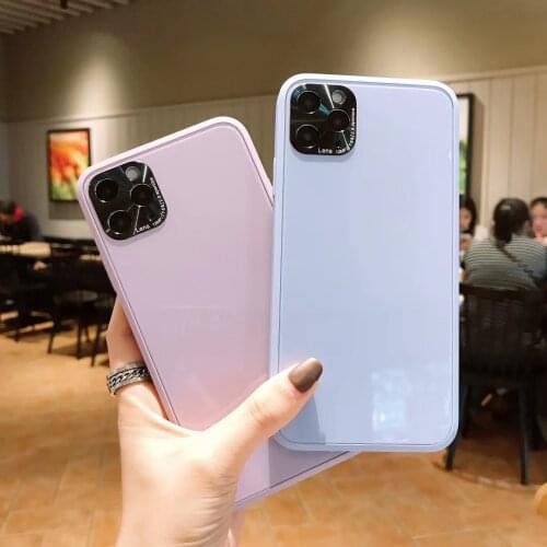 Liquid Square Tempered Glass Soft Frame Case For iPhone 12 Pro Max Mini Iphone 12 6.1inch Camera Protection Shockproof Cover