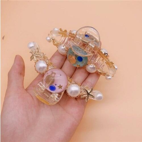 Temperament Womens Planet Imitation Pearl Catch Clip Hair Accessories Korean Personality Fashion Female Hairpins Headdress