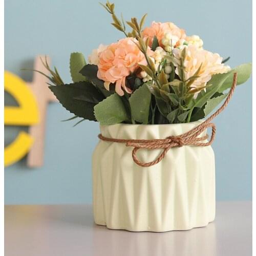 Artificial Plants Fake Flowers Table Ornaments with Pot Ceramics Garden Decor Hotel Table Balcony Home Decoration Accessories