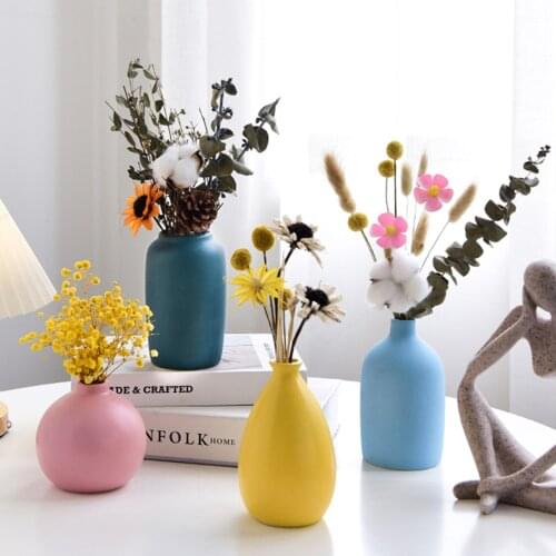 Ceramic Flower Vase Artificial Flower Holder Table Centerpiece Ideal Tabletop Craft for weddings, aromatherapy, SPA, meditation