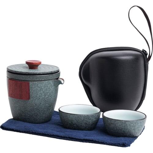 Ceramic Teapot Gaiwan With 2 Cups A Tea Sets Portable Travel Tea Set Drinkware