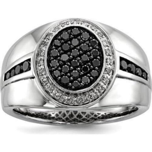 Size 6-13 Classical Black Oval Crystal Zircon Ring for Women Men Engagement Party Wedding Jewelry Hand Accessories