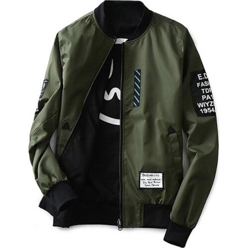 Spring New Mens Bomber Zipper Jacket Both Side Wear Casual Male Casual Streetwear Hip Hop Slim Fit Pilot Coat Men Clothing