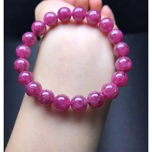 Genuine Natural Red Tourmaline Quartz Bracelet 9.6mm Rare Clear Round Beads Women Men Pink Tourmaline Stone AAAAAA