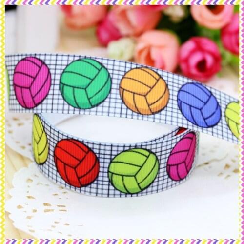 DHK 7/8'' 5yards volleyball printed grosgrain ribbon headwear hair bow diy party decoration OEM Wholesale 22mm E849