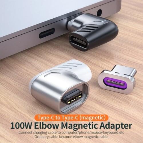 100W Usb C To Type C Magnetic Adapter Fast Charging Usb Type C Magnet Converter Magnetic Cable Right Angle Usbc Connector