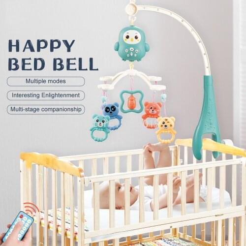 Baby Crib Mobile with Remote Control Music Box Night Light Rotate Newborn Sleeping Bed Toys 0-12 Months Infant Rattle Baby Toys
