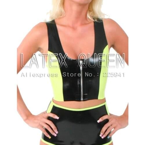 Latex Rubber Fashion Bodysuit Top And Shorts