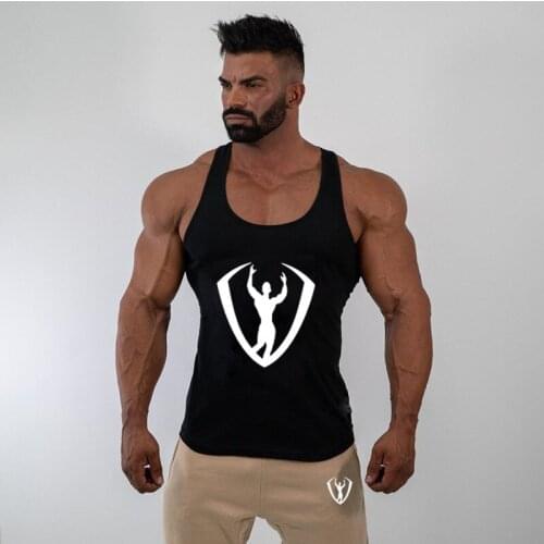 Mens body-fitting vest gym vest fitness stretch leisure o collar breathable h-type cotton pure color undershirt mens tank