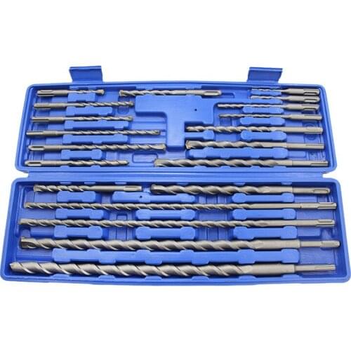 Electric hammer drill bit set 20 piece set, round shank impact penetration wall cement punch drill bit alloy plastic boxed 20PC