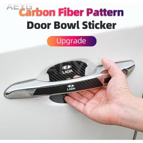 Carbon Fiber Car Door Handle Anti-Scratches Sticker For LADA Vesta Granta Xray Niva Kalina Priora Largus Samara Xray Accessories