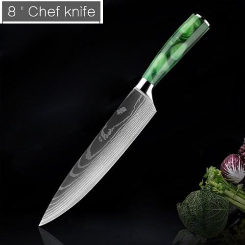 8.5'' inch Chef Knife Japanese Kitchen Knives Laser Damascus Pattern Sharp Japanese Cleaver Filleting Santoku Best Kitchen Tool