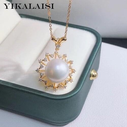 YIKALAISI 925 Sterling Silver Necklaces Jewelry For Women 12-13mm Oblate Natural Freshwater Pearl Pendants 2021 Wholesales