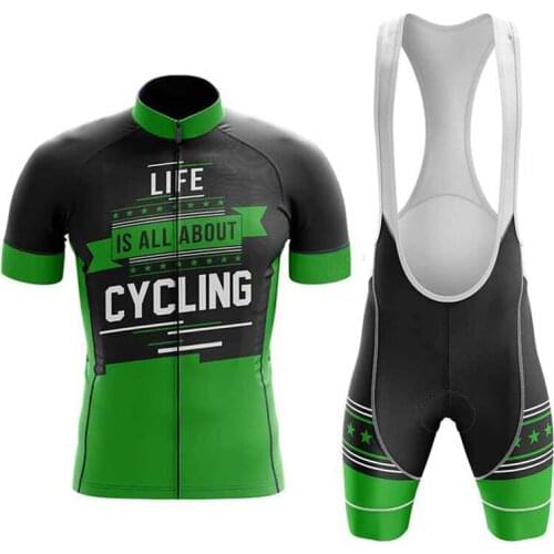 Pro team cycling jersey set 2021 mens bicycle racing Mountain road bike clothes green cycle wear sports suit tenue de velo homme