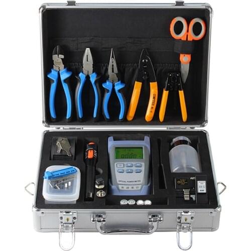 Shenzhen telecommunications fiber optics ftth drop cable assembling cutting stripper jointing tools network tool kit