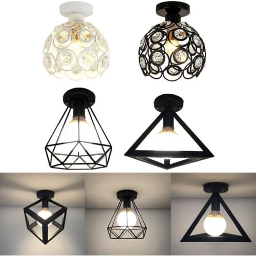 Country Glass Ceiling Lamp Chandelier Lighting Kitchen Pendant Light Wrought Iron Retro Corridor Aisle Porch Balcony led Light