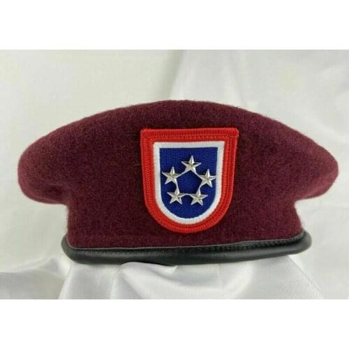 Tomwang2012. Us Army 82nd Airborne Division Wool Red Beret Officer 5 Star General Rank Hat