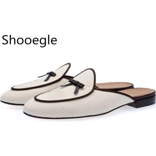 Salu Men bow knot casual shoes slip on slippers fashion street style men dress loafers