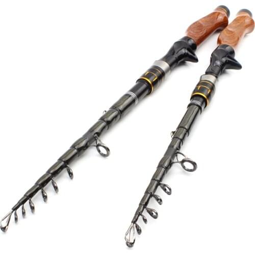 2.7m lure rod Casting Telescopic Fishing Rod Wooden handle Portable High Carbon Trout Rod high quality pole Lure Weight 5-20g