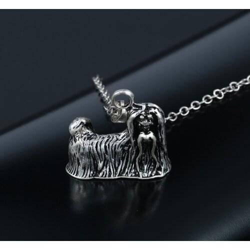 Vintage Antique Maltese Pendant Animal Dog Breed Necklace Long Chain Pet Dog Lover Gifts Best Friends Metal Bijouterie