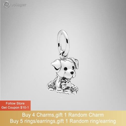 Volayer S925 Sterling Silver Beads Labrador Puppy Dangle Pendant Charms fit Original Pandora Bracelets Women Jewelry Making