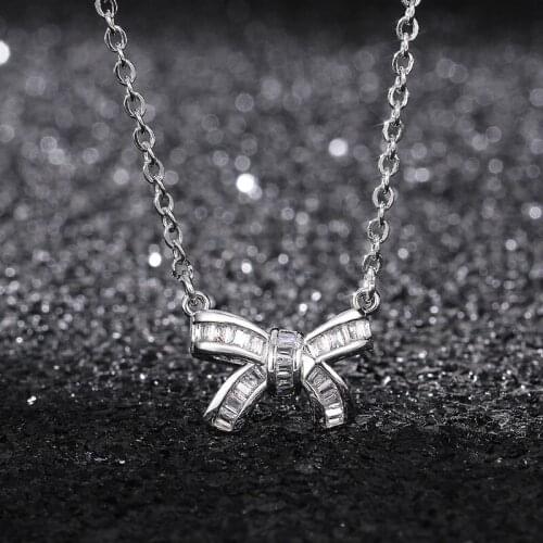 YOUHAOCC New Small Fresh Jewelry Exquisite Zircon Tie Pendant Necklace Fashion Ladies Pendant Jewelry Casual Ladies Accessories