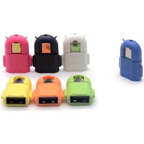 10Pcs Mini Cute Gift Universal Robot Shape Andriod Micro USB OTG Host Adapter Converter For Android Tablet PC Smart Phone