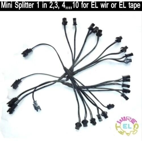 2 pin jst connector EL wire led Sting Splitter 1 Female in 2 / 3 / 4 / 5 / 6 / 7 / 8 / 9 / 10 way Male connector cable 3V/12V