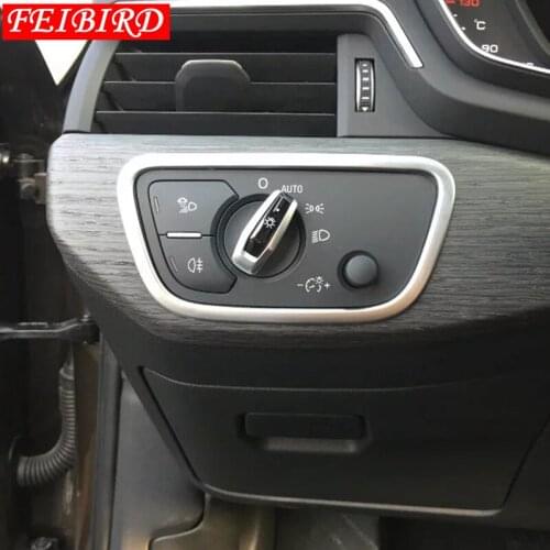 Accessories For Audi A4 B9 Sedan Avant Allroad Quattro 2016 - 2019 Front Head Lights Lamp Switch Button Molding Cover Kit Trim