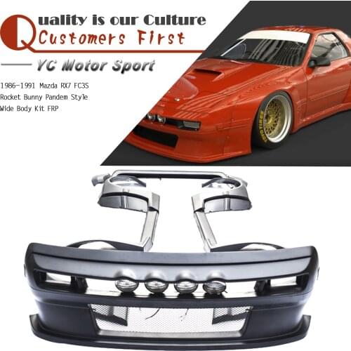 Car Accessories Fiber Glass RB PD Style Wide Body Kit Fit For 1986-1991 RX7 FC3S Bumper Side Skirts Fender Spats Duck Tail Wing