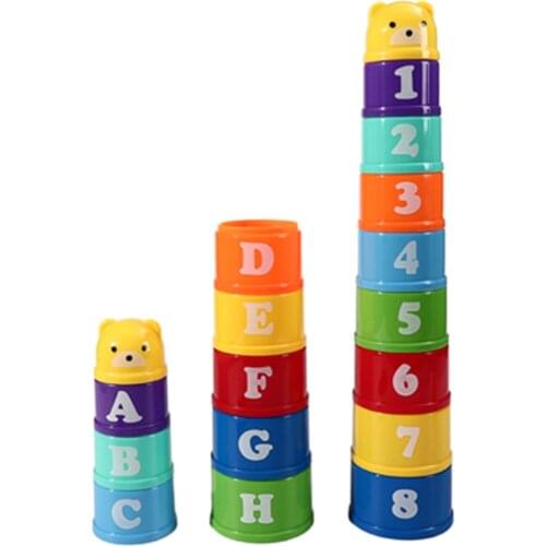 Baby Stacking Cup Color Rainbow Stacking Ring Tower Toys Early Educational Intelligence Toy Children Birthday Christmas Gift