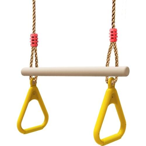 Kid Gymnastics Rings - Children Trapeze Swing Bar Rings with Plastic Rings Adjustable Straps Gym Ring for Strength Training