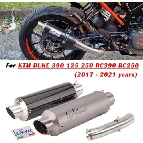For KTM DUKE 390 125 250 RC390 RC250 2017 - 2021 Motorcycle Leo Vince Exhaust Escape Modify Mid Link Pipe Carbon Fiber Muffler