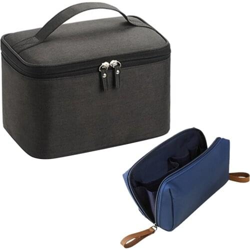 Hot kf-2PCS New Multifunction Travel Cosmetic Bag for Men Women Makeup Bags, Black & Blue