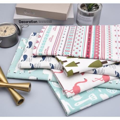 100*150cm Printed Canvas Polyester Cotton Fabric Tablecloth Coffee Table Hanging Cloth Background Fabric Per Meter Home Textile